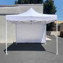$109 (New) Heavy-duty 10x10 ft canopy with (1 sidewall) outdoor ez popup party tent patio shelter w/ carry bag