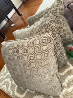 Three modern geometric throw pillows, greige color!