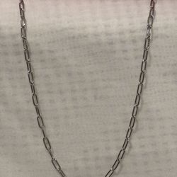 Rhodium over 925 sterling silver paper clip chain Necklace 20”