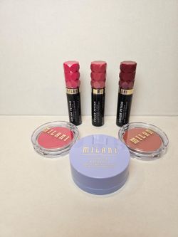 Milani Makeup Bundle NEW Color Fetish Lipsticks + Blush + Primer 6pc Set