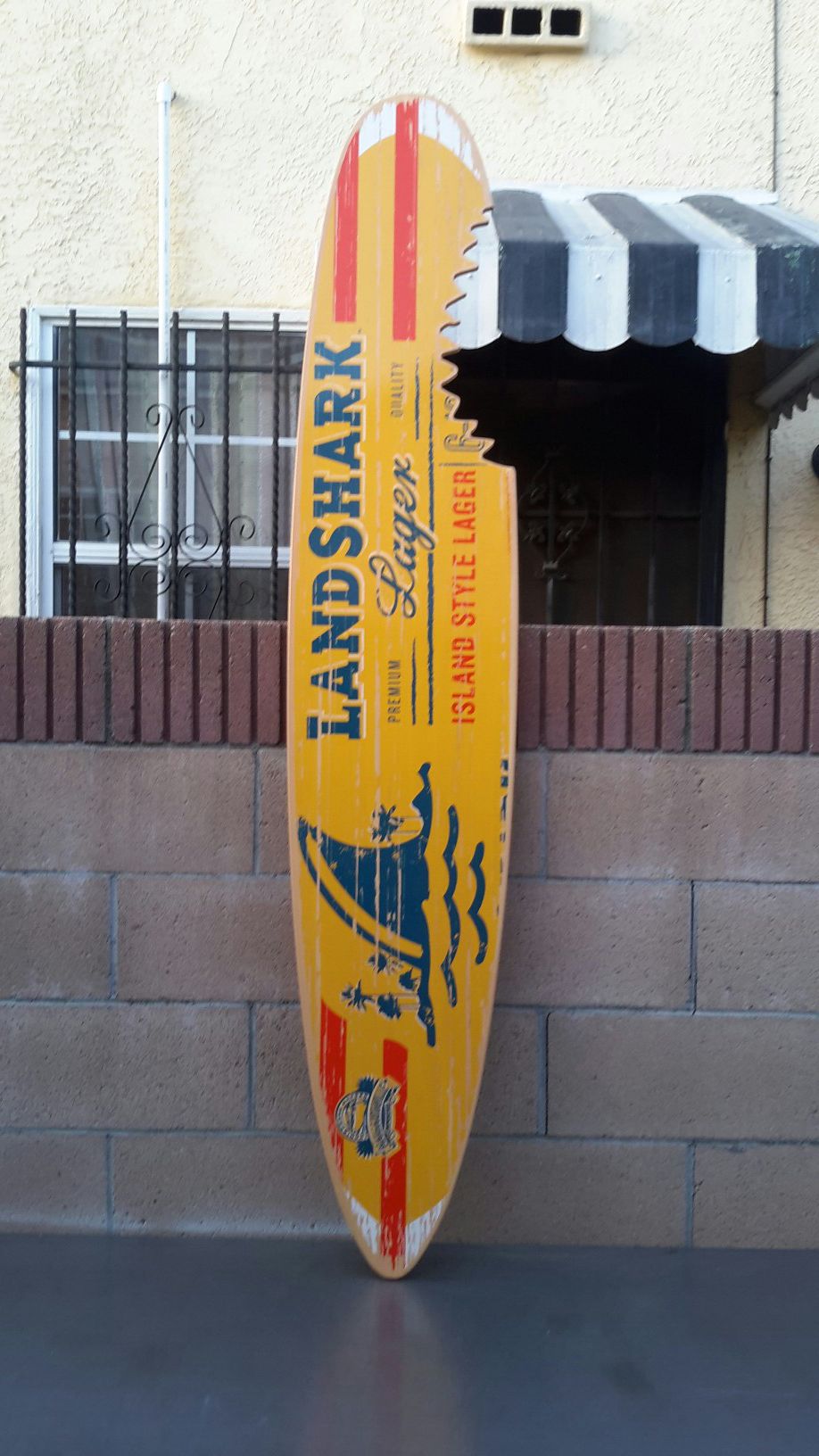 LANDSHARK LAGER SURFBOARD. ( ALSO PLENTY OF NEON SIGNS / LIGHTS AVAILABLE FOR SALE ). DODGERS BOBBLEHEADS AVAILABLE.