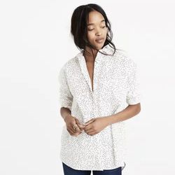 MADEWELL White and Black Polka Dot Scatter Ex-Boyfriend Oversized Button Down