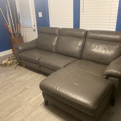 Grey Leather Electric Reclining couch