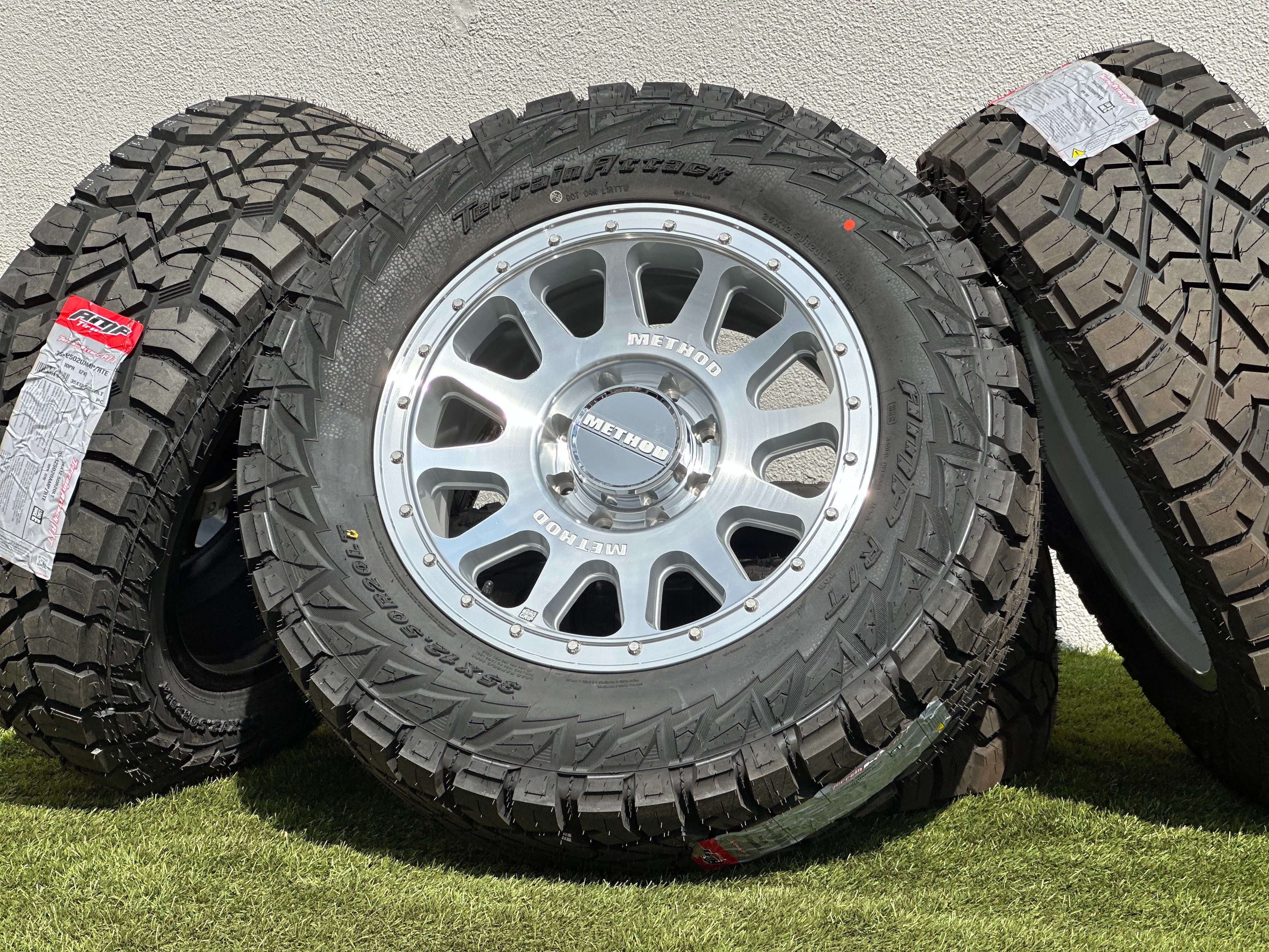 F250 New 20” Method 709 Polished Rims 8x170 Ford F-250 Wheels F350 35x12.50R20 Tires R/T FX4 F-350