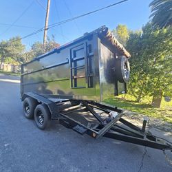NEW DUMP TRAILERS 12x8x4 ROLLING TARP AND SPARE TIRE 2026 YEAR ELECTRIC BRAKES LIGHTS REMOTE CONTROL TITLE IN HAND READY FOR WORK🙂SE HABLA ESPAÑ...