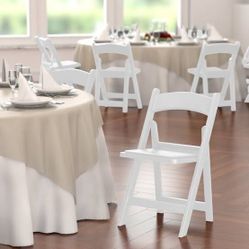 NEW  White Resin Folding Chair: Ideal for Indoor Outdoor Mesas Sillas Para Fiesta Events, Parties, and More