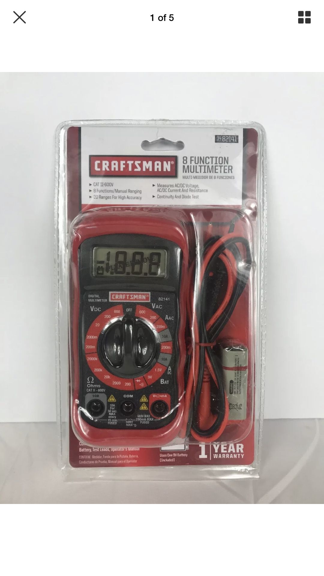 Craftsman Digital Multimeter 8 Function 34-82141 Gift Electrical Volt Test Meter