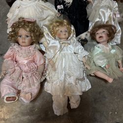Lot of 6 Porcelain Dolls – All Need Restoration 