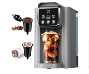 Hot & Iced Coffee Maker with Bold Setting
Single Serve Coffee Maker for K Cup and Grounds
6-14 Oz Brew Sizes, 50 Oz Removable Water Tank, One Cup Coff