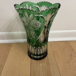 Crystal Czech Green Vase