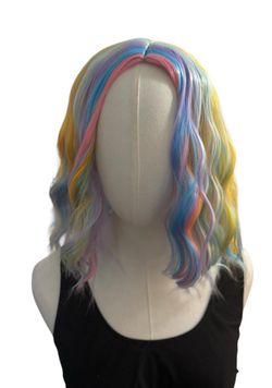 Pastel Rainbow Synthetic 12” Wig Wavy Cosplay Halloween Dress Up