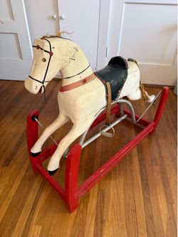 Vintage Wooden Rocking Horse – Mid Century Child’s Toy / Decor