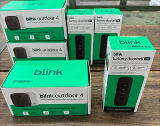 2 cameras Blink Outdoor 4 and Battery Doorbell 2K+ (newest model) — Two-year battery 1080p camera and 2K battery doorbell. Sync Module Core included —