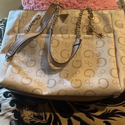 White And Gold Guess Purse