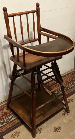 Antique Wooden Convertible High Chair