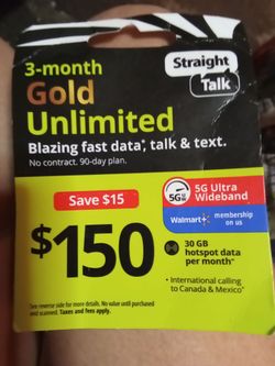 3 month gold unlimited straight talk phone c