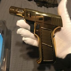 Gold Windproof Blue Flame Gun Torch