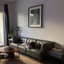 Grey Macy’s Leather Couch 