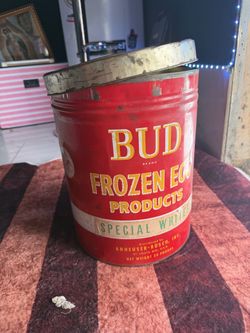 Vintage Bud Brand Frozen Egg Products Tin Can