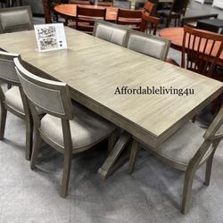 7 Pc Grey Dining Table Set Brand New In The Box