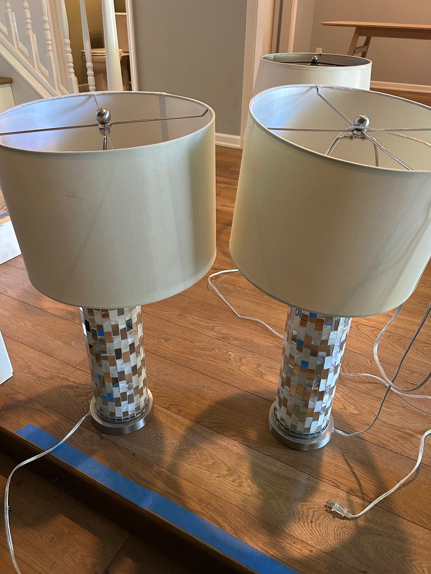 SOLD - Lamp with Mirror and Shell Accent
