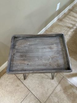 Side table - grey, wood, night stand accent table
