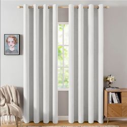 MIULEE 100% Blackout Linen Curtains for Bedroom 52x84 Inch Heathered White
Room Darkening, Light Blocking, Thermal Insulated, Grommet Top, Linen Textu