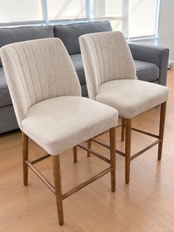 Set of 2 Upholstered Counter Height Bar Stools