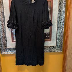 Taylor Black Ruffled Sleeve Dress