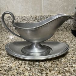 RARE…1929 REED AND BARTON PEWTER GRAVY BOAT AND DISH