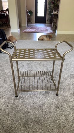 Vintage record player stand with record storage!