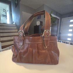 Vintage COACH Soho Pleated Large Satchel Soft Brown Leather EUC