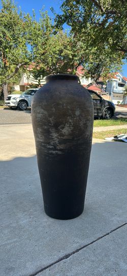 Large Dark Ceramic Floor Vase