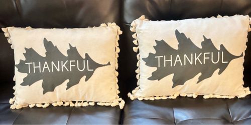 Set of 2 Thankful Throw Pillows with Tassels