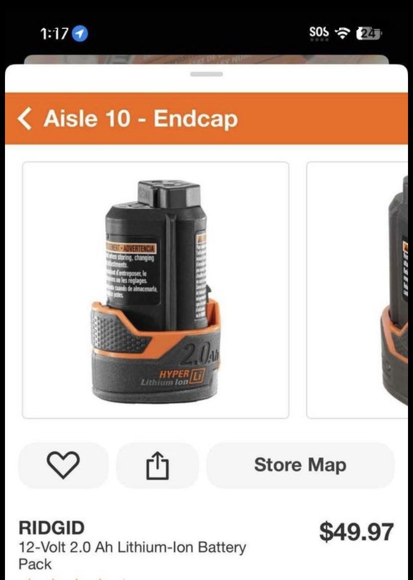 RIDGID 12-Volt 2.0 Ah Lithium-Ion Battery Pack