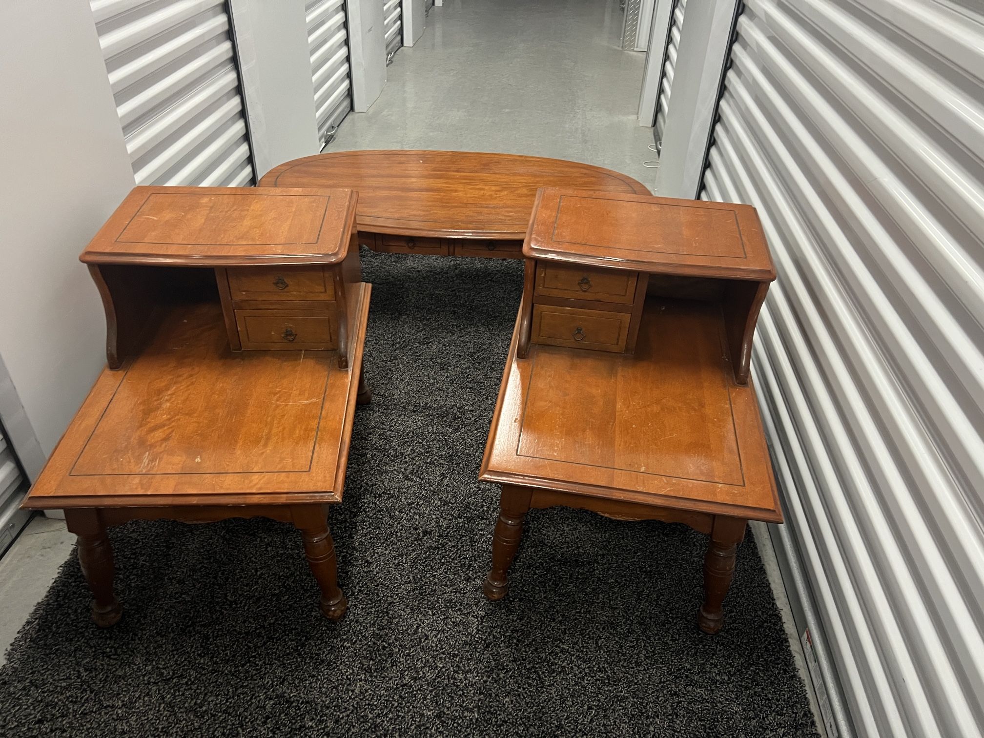 Mid Century Coffee Table And 2 End Tables
