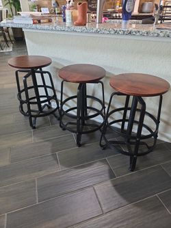 3 industrial stools