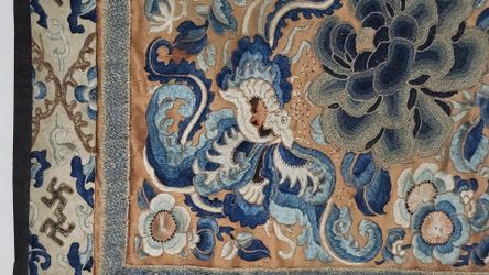 Antique Chinese Embroidery panel Qing Dynsty.