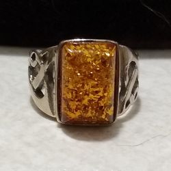 Size 5 NEW Genuine Baltic Amber Sterling Silver Ring! 💍