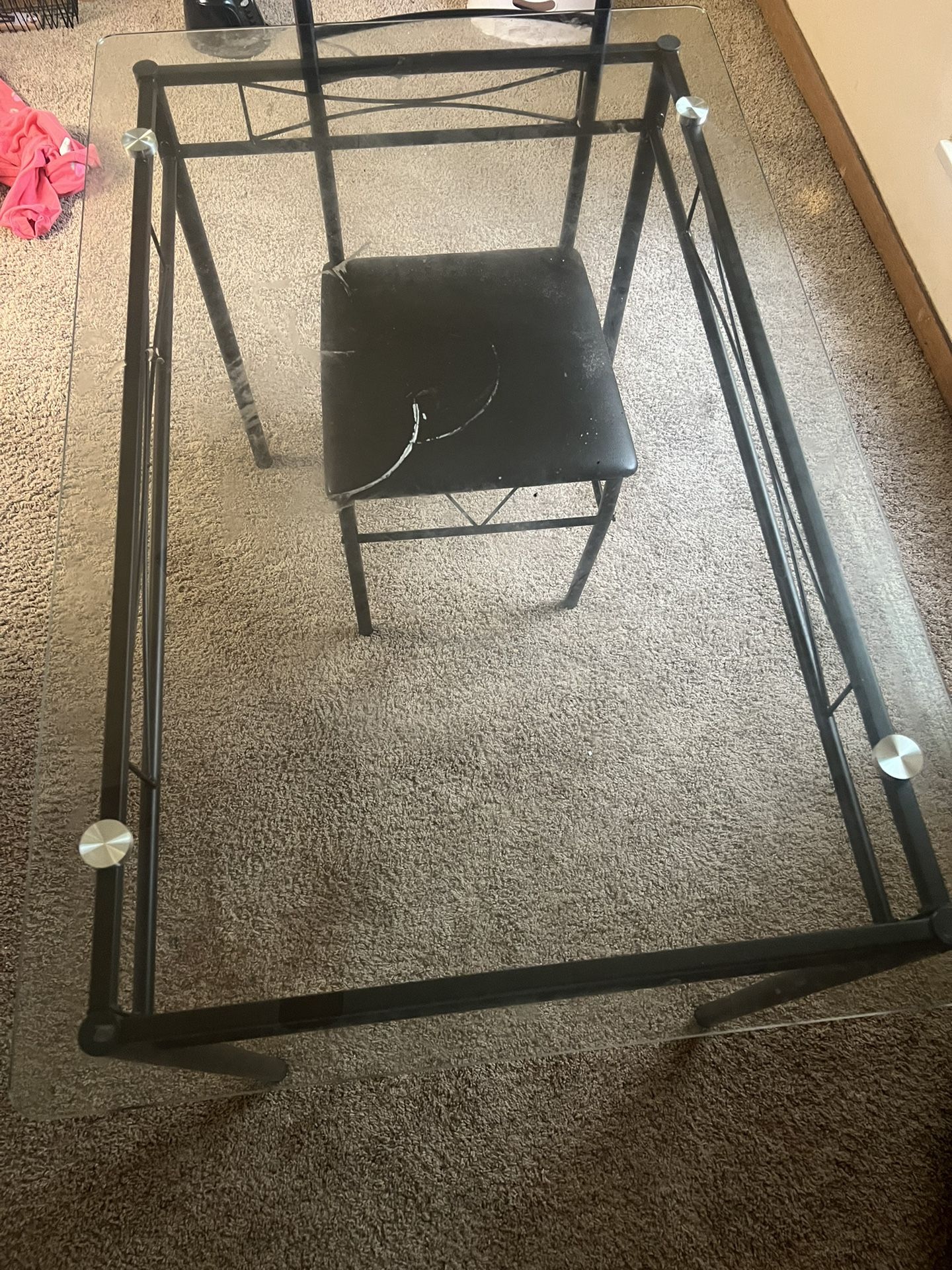 Glass Table With 3 Chairs