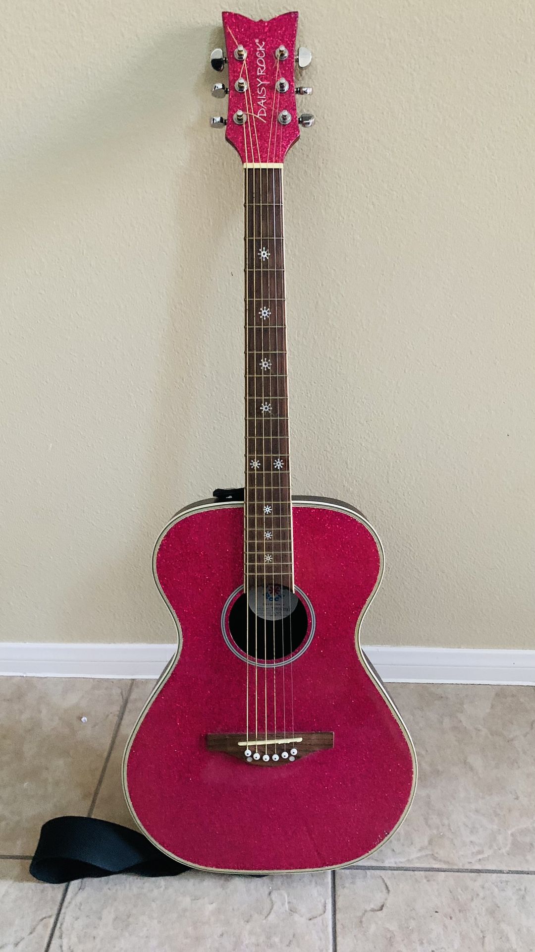 Pink Daisy Rock Pixie Acoustic Guitar