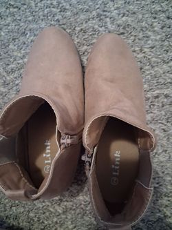 Link Tan Suede Ankle Booties with Side Zip