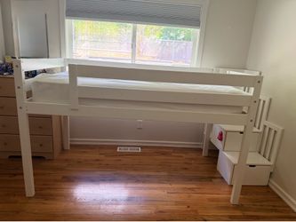 Twin Loft Bed with Storage Steps and Slide
