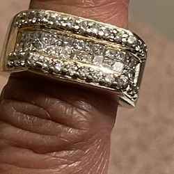 14k Yellow Gold 1.54 TWC Natural Diamonds Wide Band Ring