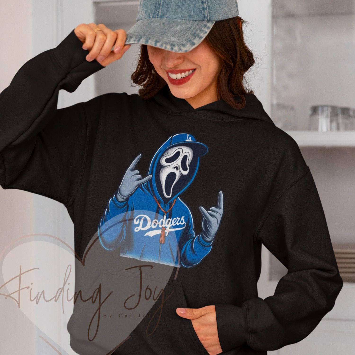 Ghost Face Horror Hoodie, LA Dodgers Sweatshirt, Baseball Fan Merch, Gift Ideas For Dodgers Fans