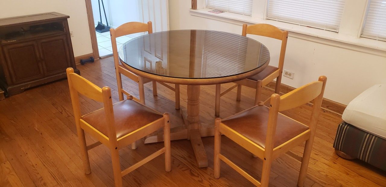 Wood Table With 4 Chairs 