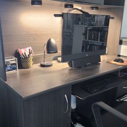 Desk With High-back Hutch and Chair