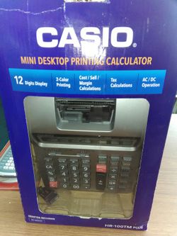Mini desktop printing calculator adapter included