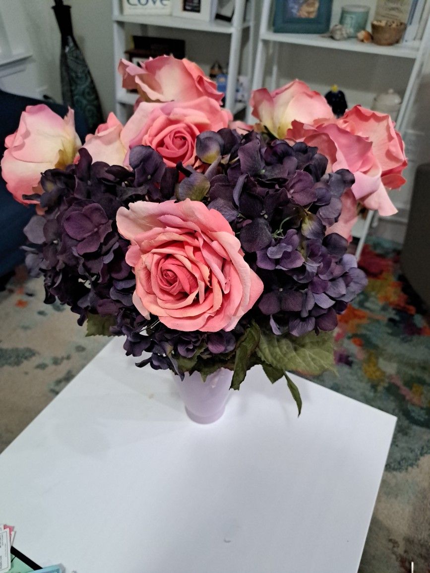 Silk Flowers In Vase