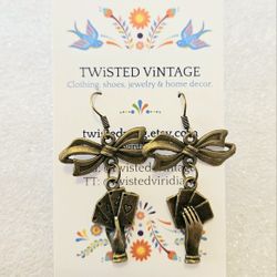 The Gambler Poker Hand Playing Cards Earrings Bow Jewelry